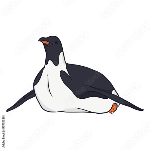 Penguin wing beak crawling illustration