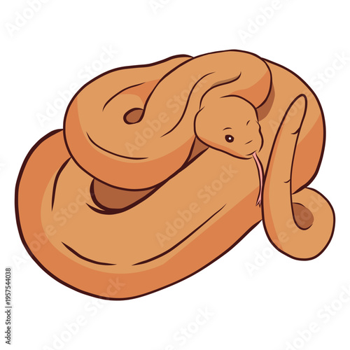 Snake twisting tail tongue illustration