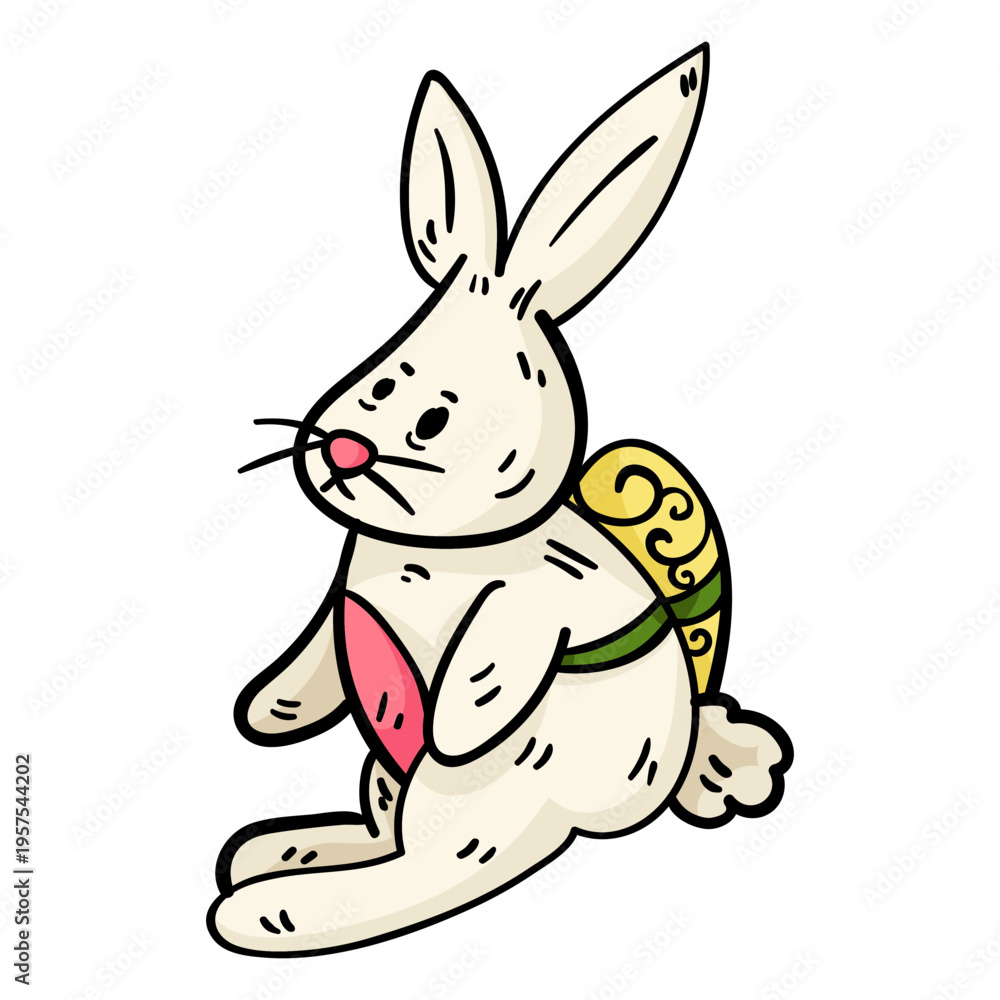 Obraz premium Easter bunny with an easter egg illustration