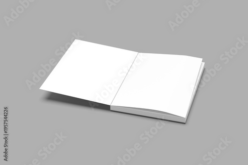 Open and Closed Blank Book Mockup Set on Grey Background