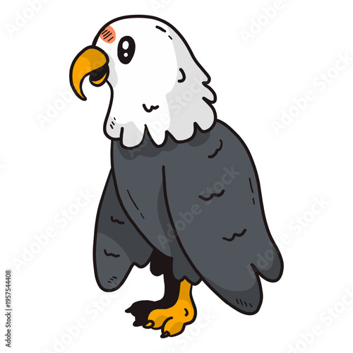Cute eagle beak wing talon flat