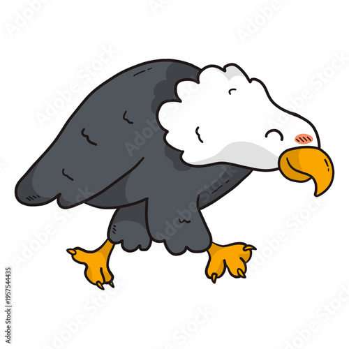 Cute eagle wing beak talon flat