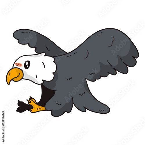 Cute eagle wing fly flying beak talon flat