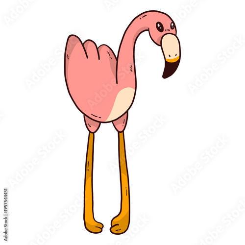 Cute flamingo leg beak pink flat
