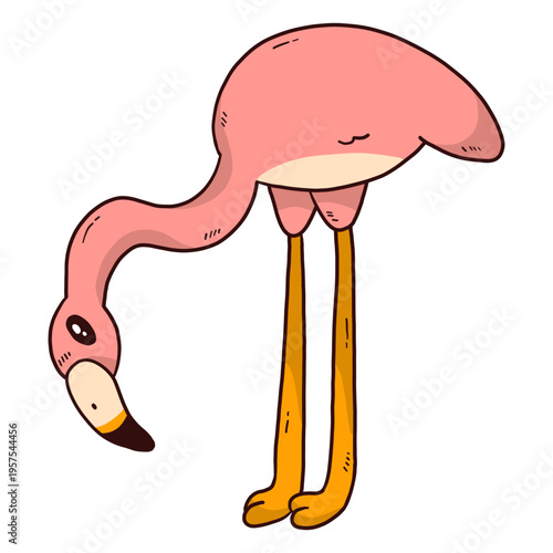 Cute flamingo pink beak leg flat