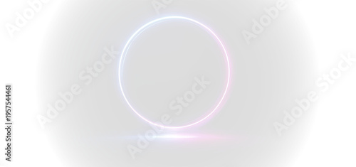 Fotografie neon ring on reflective floor dynamic glow for futuristic frame