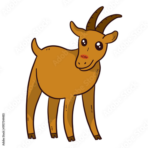 Cute goat hoof horn tail flat