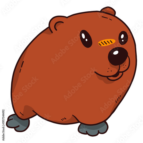 Cute ground hog marmot muzzle fur flat