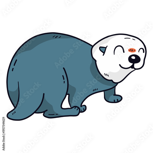 Cute otter sea otter tail muzzle flat