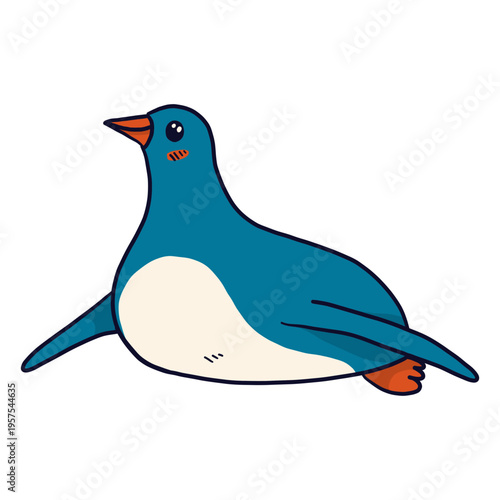 Cute penguin beak wing fat flat