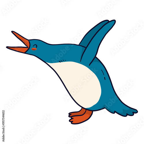 Cute penguin beak wing fat tail flat