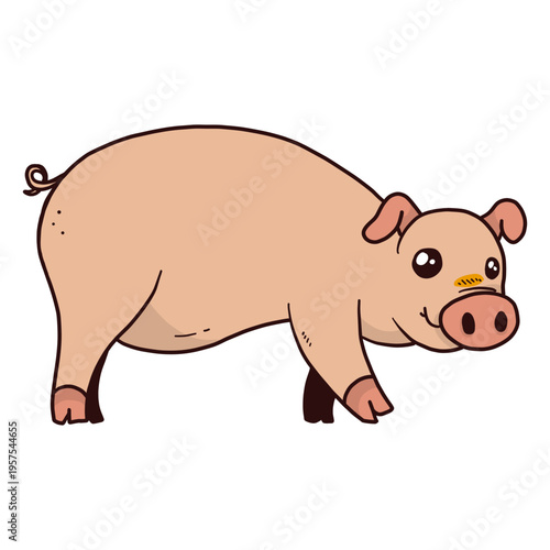 Cute pig snout ear hoof fat flat