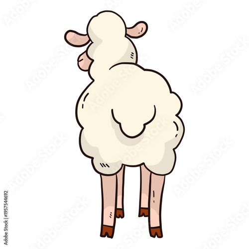 Cute sheep hoof wool lamb tail flat