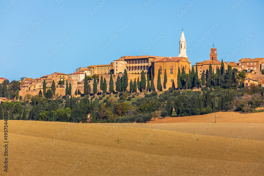 Naklejka premium Pienza town and cathedral in Tuscany, Italy.