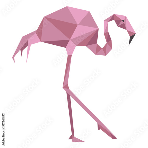 Flamingo pink beak leg low poly