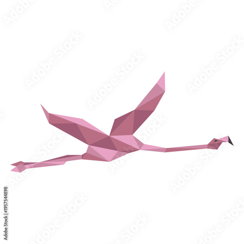 Flamingo leg beak pink fly low poly