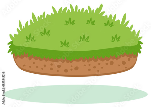 Cartoon grass and soil patch illustration, idyllic outdoor landscape element