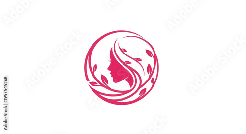 Woman profile with floral elements logo