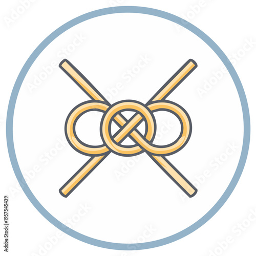 Carrick Bend Rope Knot Line Icon Symbolizing Unity and Connection