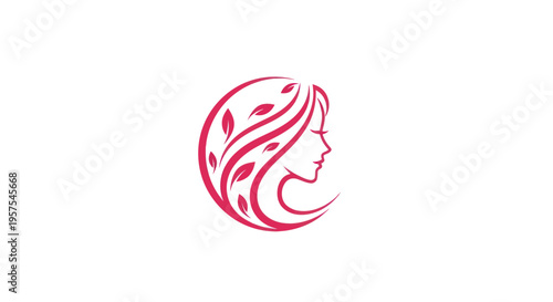 Woman profile with floral hair design