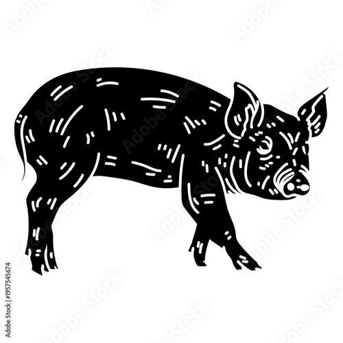 Pig snout hoof ear silhouette detail