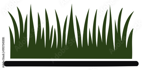 Illustration of Dark Green Grass Blades on the Ground Simple Minimalist Graphic Symbol