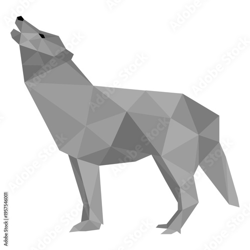 Wolf howl predator tail low poly