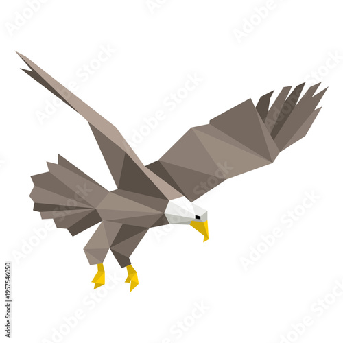 Bald eagle diving lowpoly