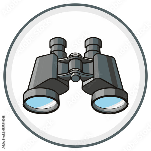 Cartoon Binoculars Icon for Discovery, Exploration, and Observation