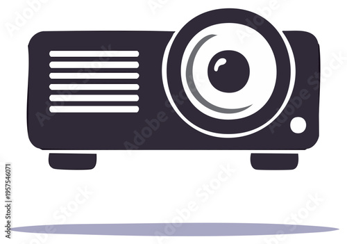 Modern digital projector icon with lens and vents for presentations and entertainment