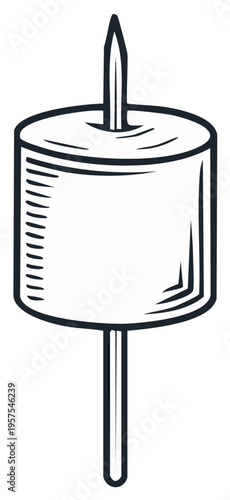 Marshmallow on a Stick Ready to Roast Illustration for a Summer Campfire Treat