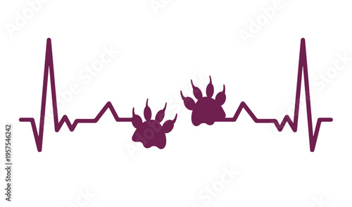 Heartbeat with paw prints