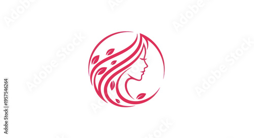 Woman profile with floral hair design