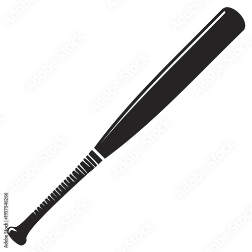 Black Baseball Bat Sports Equipment Graphic Silhouette for Game Play and Team Training