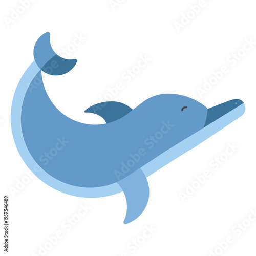 Dolphin swimming flipper tail flat rounded geometric