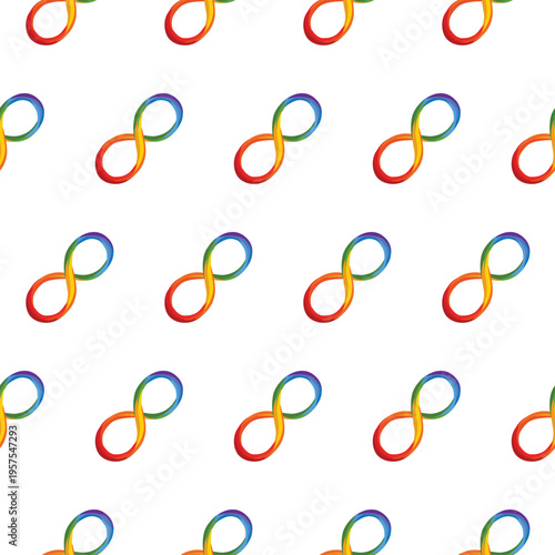 Autism awareness infinity pattern. Rainbow gradient infinity background. World Autism Day