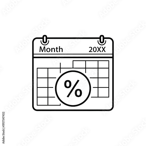 Calendar with a percentage symbol, symbolizing discounts and sales events