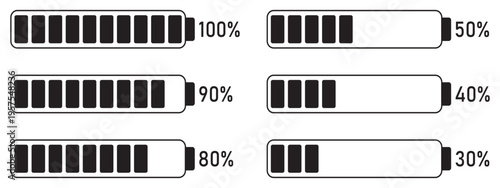 Battery Charge Levels Illustration for Technology Devices