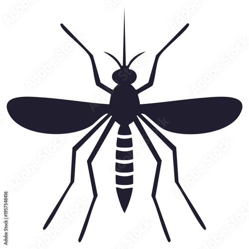 Black silhouette mosquito vector illustration a common insect pest and disease carrier graphic