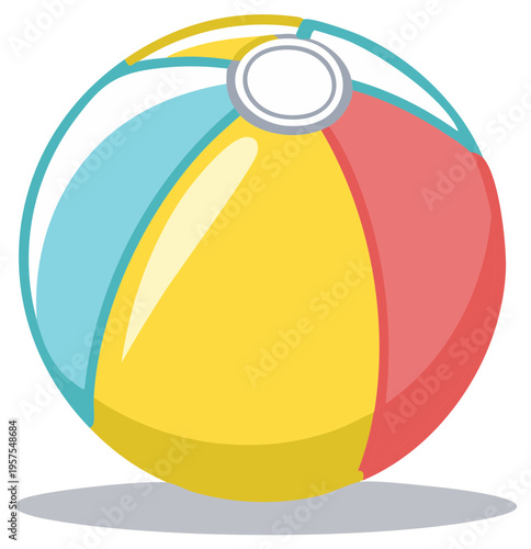 Bright Beach Ball in Summery Colors Vector Illustration Round Toy Playtime