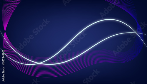 Glowing blue neon wave background with flowing curved lines, futuristic digital energy streaks, and smooth abstract motion design for modern technology visuals.