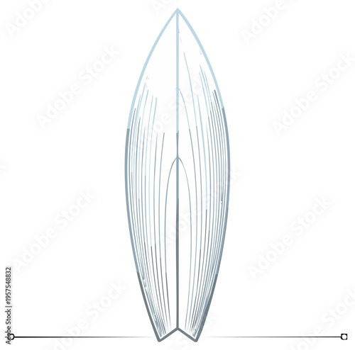 Stylized surfboard illustration depicting beach sport equipment for water wave riding adventures and summer vacation fun