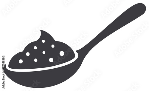 Spoonful of porridge or oatmeal with grains simple black icon