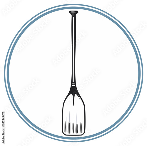 Stylized Paddle Icon Within Circular Frame