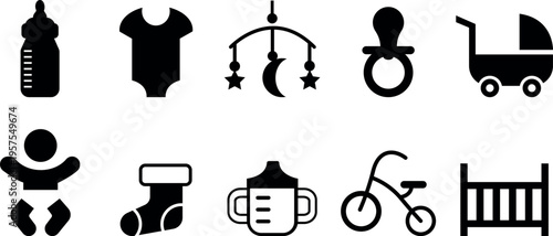 Baby and toddler icons set