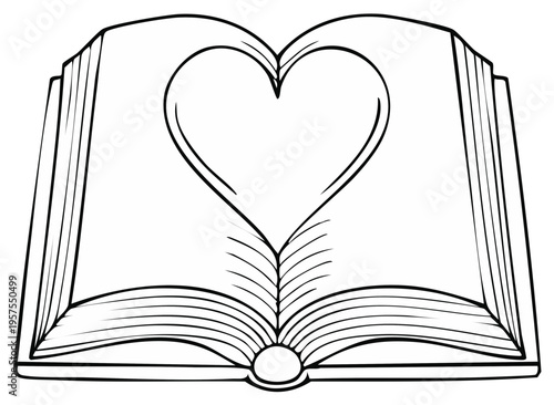 Open Book With Heart Shape Drawing on Pages