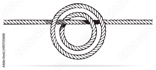 Two intertwined, twisted, nautical ropes forming a decorative knot, emphasizing the artistry of ropework and maritime traditions against a plain backdrop.