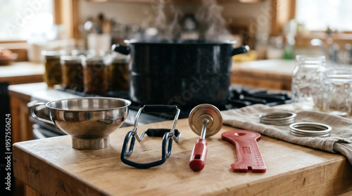 Canning tools with jar lifter magnetic lid wand and wide-mouth funnel