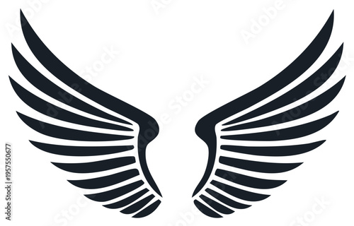 Stylized Black Wings Graphic Symbolizing Freedom, Flight, and Aspiration