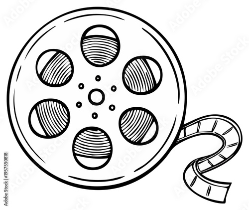 Film reel illustration vintage style graphic design